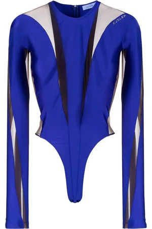 MUGLER Langærmet body med gennemsigtig panel