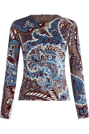 Etro Top i velour med tyl og jacquard