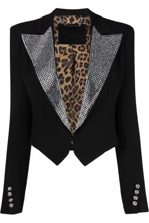 Philipp Plein Cropped blazer med krystaludsmykning