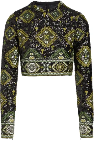 Giambattista Valli Cropped top med pailletudsmykning