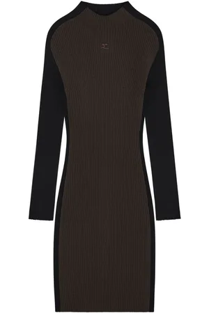 Courrèges Kort ribstrikket kjole med colourblocking