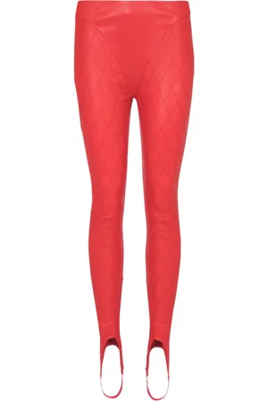 Balmain Quiltede leggings i læder med bånd under foden