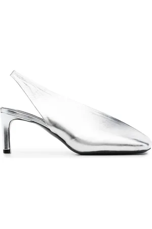 Jil Sander Pumps i læder med metallisk finish og firkantet tå
