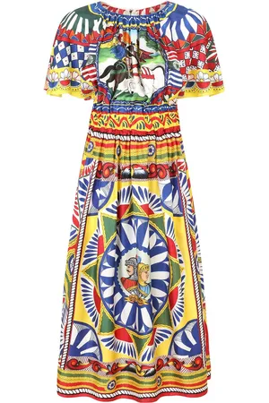 Dolce & Gabbana Midi kjole med Carretto-tryk