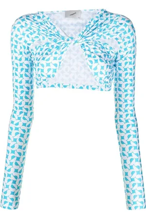 COPERNI Mønstret cropped top med ruche