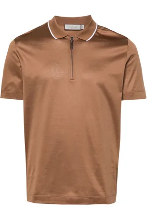CANALI Polo i jersey med kort lynlås