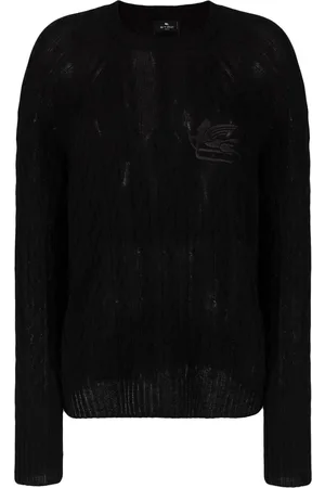 Etro Kabelstrikket trøje med logo-broderi