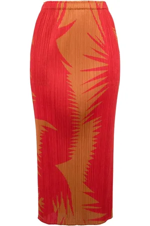 PLEATS PLEASE ISSEY MIYAKE Midi plisseret nederdel med abstrakt tryk