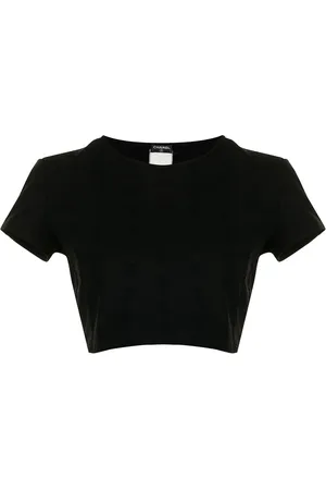 CHANEL Cropped T-shirt med broderet logo