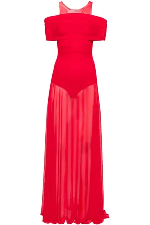 Atu Body Couture Lang kjole med rund hals og mesh