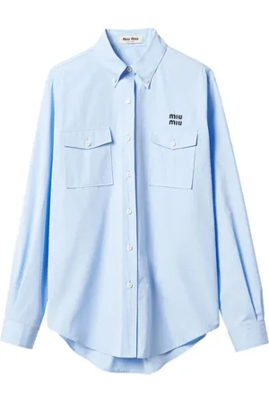Miu Miu Skjorte i poplin med broderet logo