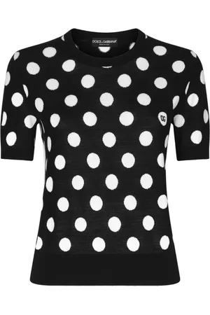Dolce & Gabbana Intarsiastrikket top med polkaprikker