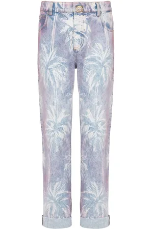 Balmain Boyfriend-jeans med palmetryk
