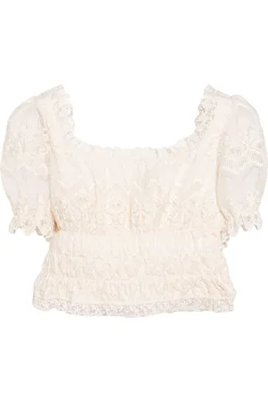 B+AB Cropped top med blomstret blonde