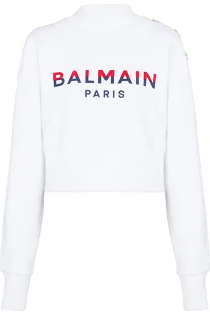 Balmain Sweatshirt i bomuld med logotryk og 3 knapper