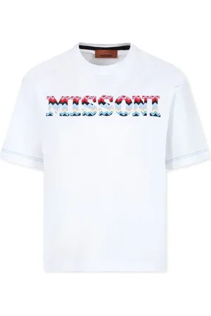Missoni T-shirt med broderet logo og rund hals