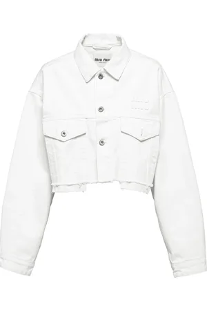Miu Miu Cropped denimjakke med broderet logo