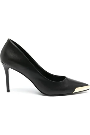 VERSACE 85mm pumps i læder med metallisk tå