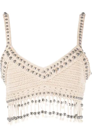 Paco rabanne Cropped top med perleudsmykning