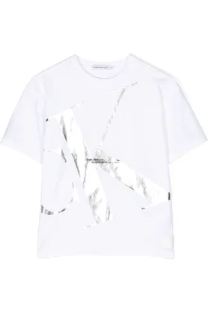 Calvin Klein T-shirt i jersey med metallisk logo