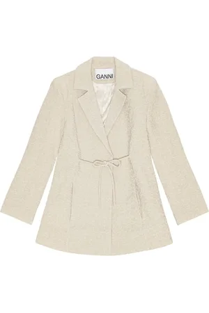 Ganni Tekstureret blazer med bindelukning