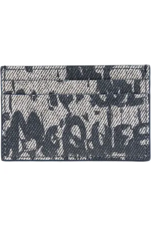 Alexander McQueen Graffiti kortholder i denim-effekt