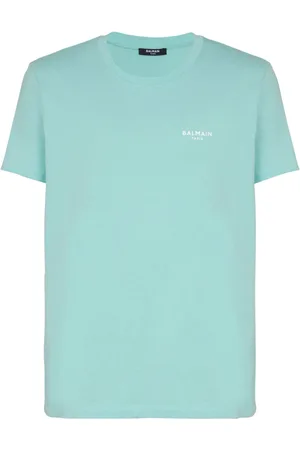 Balmain T-shirt med logo og flock-tekstur