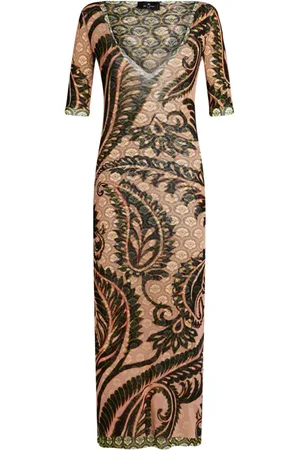 Etro Lang tylkjole med paisleytryk