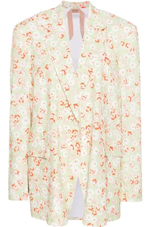 Nº21 Blazer i crepe med blomstertryk