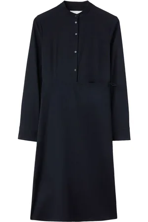 Jil Sander Skjortekjole i jomfruuld med slå om-panel