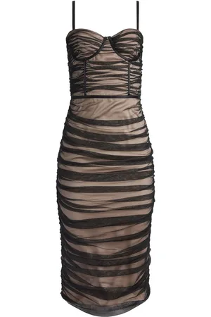 ALICE+OLIVIA Midi Damia bustier-kjole med ruche