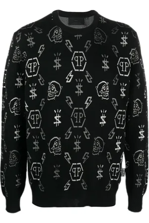 Philipp Plein LS trøje i jacquard med monogram