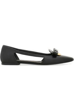 Salvatore Ferragamo Drop Bow ballerinaer i læder