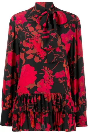 VALENTINO GARAVANI Blomstret bluse med plisseringer