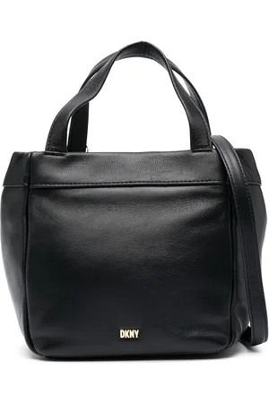 DKNY Crossbody-taske i læder med logoplade