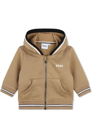HUGO BOSS Hættetrøje med broderet logo og lynlås