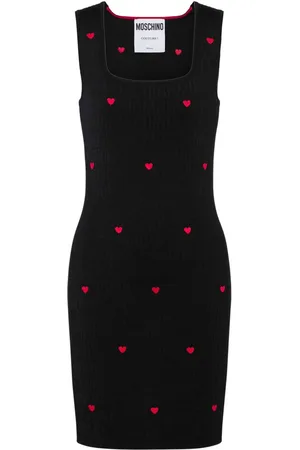 Moschino Kort strikket kjole med hjertebroderi