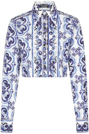 Dolce & Gabbana Cropped skjorte med Majolica-tryk