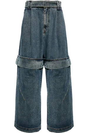 SONGZIO Denimjeans med brede ben og bælte