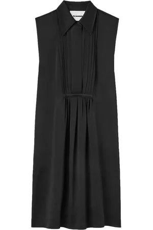 Jil Sander Kjole med satin-finish og klassisk krave