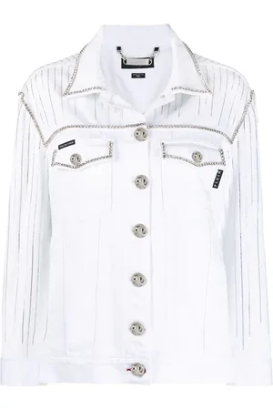Philipp Plein Denimjakke med frynsedetalje