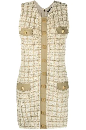 Balmain ærmeløs kjole i tweed