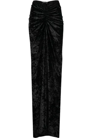 Atlein Nederdel med ruchet detalje og velour-finish