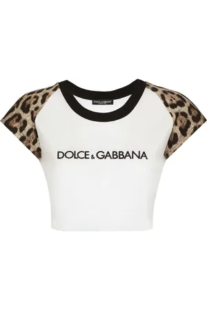 Dolce & Gabbana Cropped T-shirt med leopardtryk