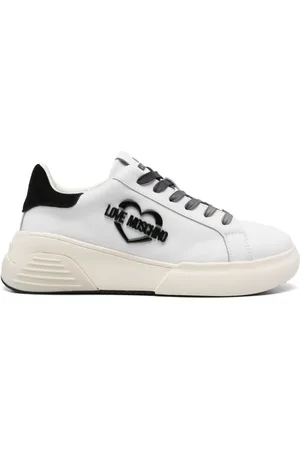Moschino Sneakers i læder med logoplade