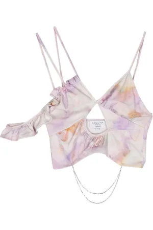 Collina Strada Cropped Lily top med vandfarvetryk