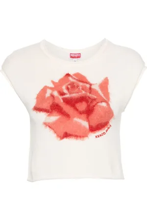 Kenzo Blomstret intarsiastrikket cropped top