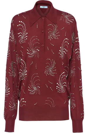 Prada Polo i kashmir med krystaludsmykning