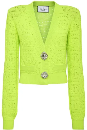 Philipp Plein Intarsiastrikket cardigan med monogram og bælte