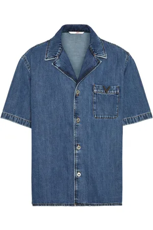 VALENTINO GARAVANI Bowling-skjorte i denim med V-detalje